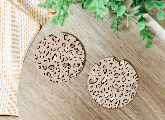 Cheetah print car cup coaster